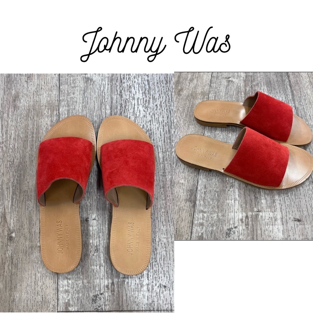 Johnny Was Camilla Suede Sandal - Red